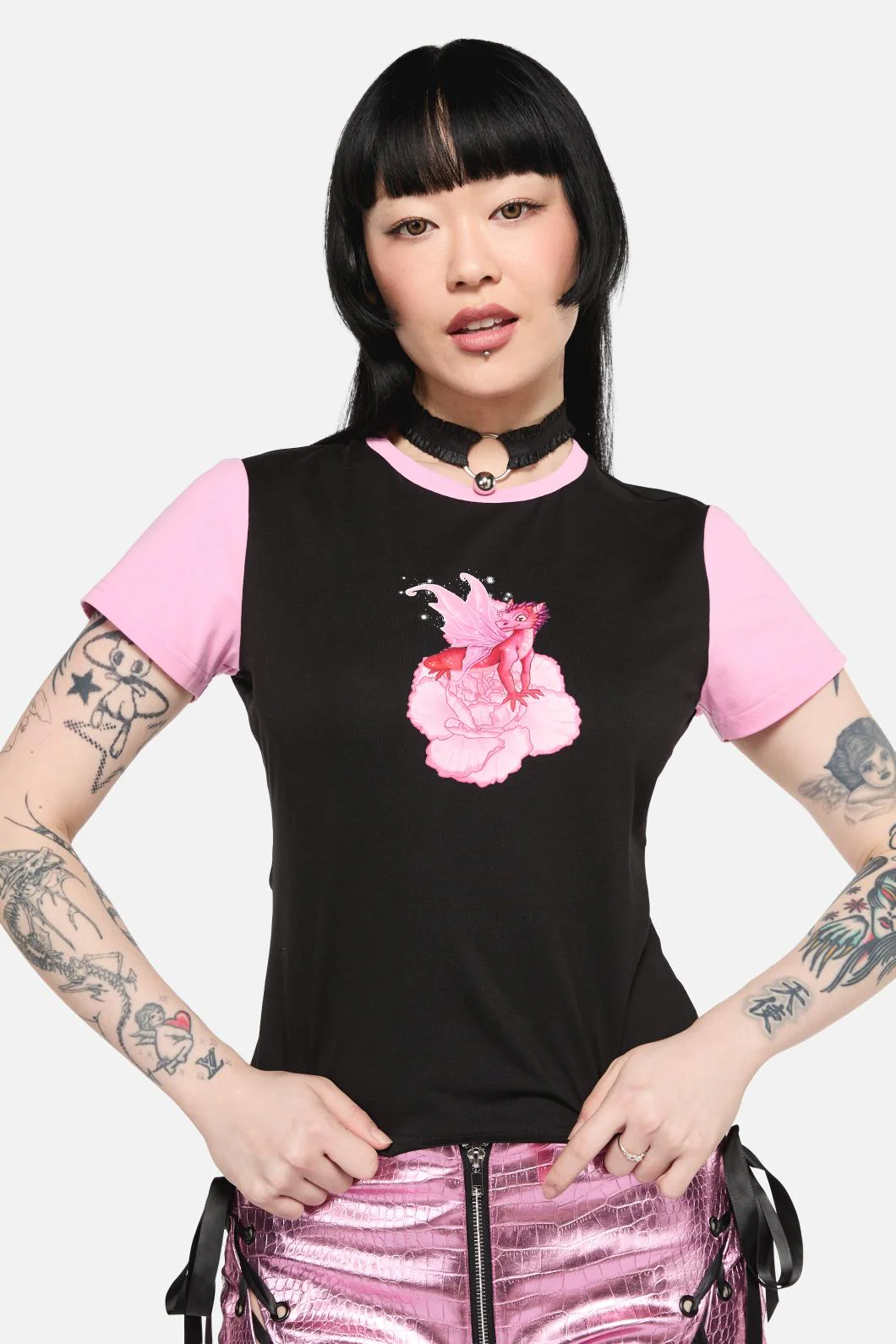 Dragons Grove Contrast Sleeve Tee