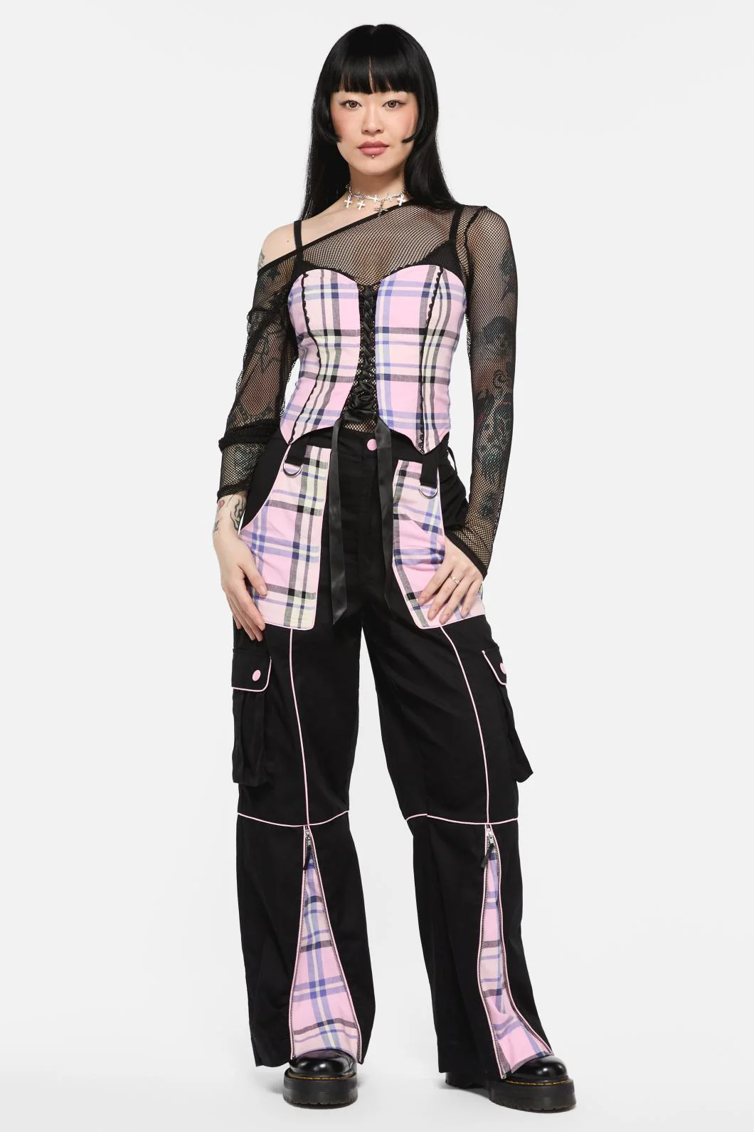 Dragon Scales Tartan Contrast Cargo - Image 5