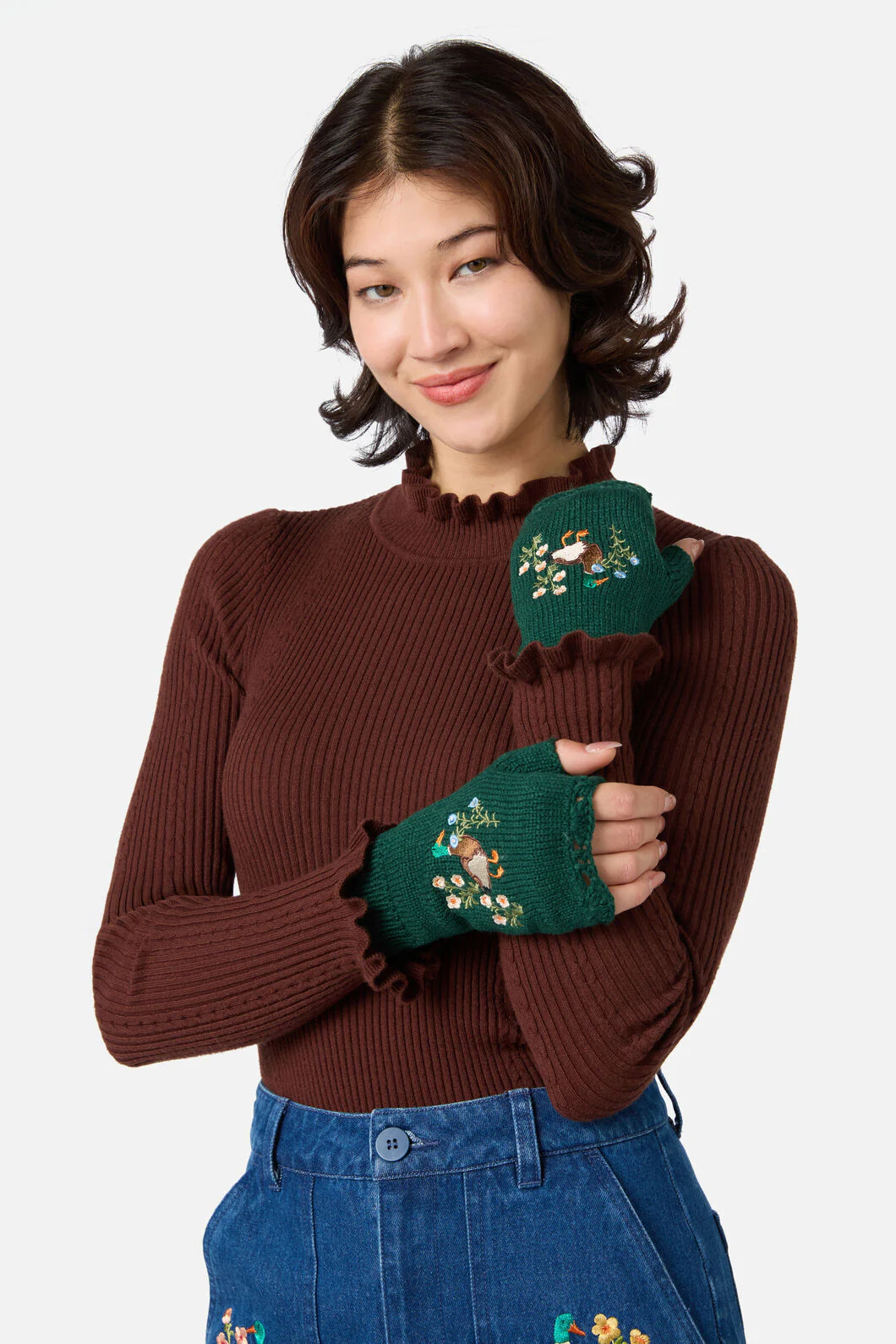 Duck Embroidered Gloves - Image 2