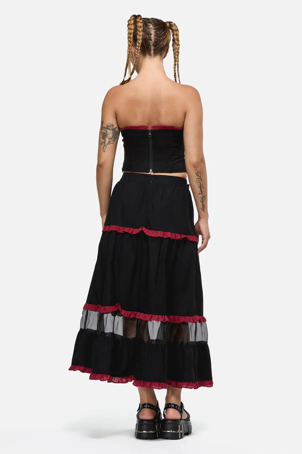 Dystopia Contrast Trim Midi Skirt - Image 4