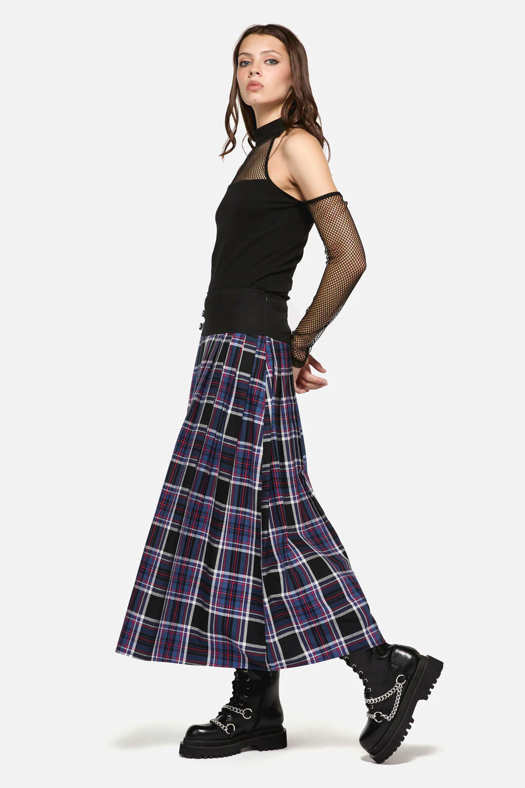 Edgy Tartan Midi Skirt - Image 3