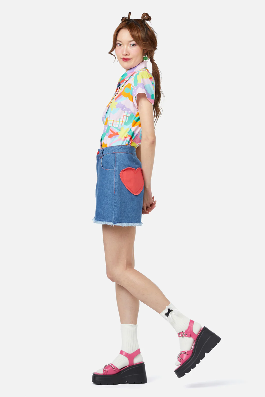 Electric Patch Denim Mini Skirt - Image 3