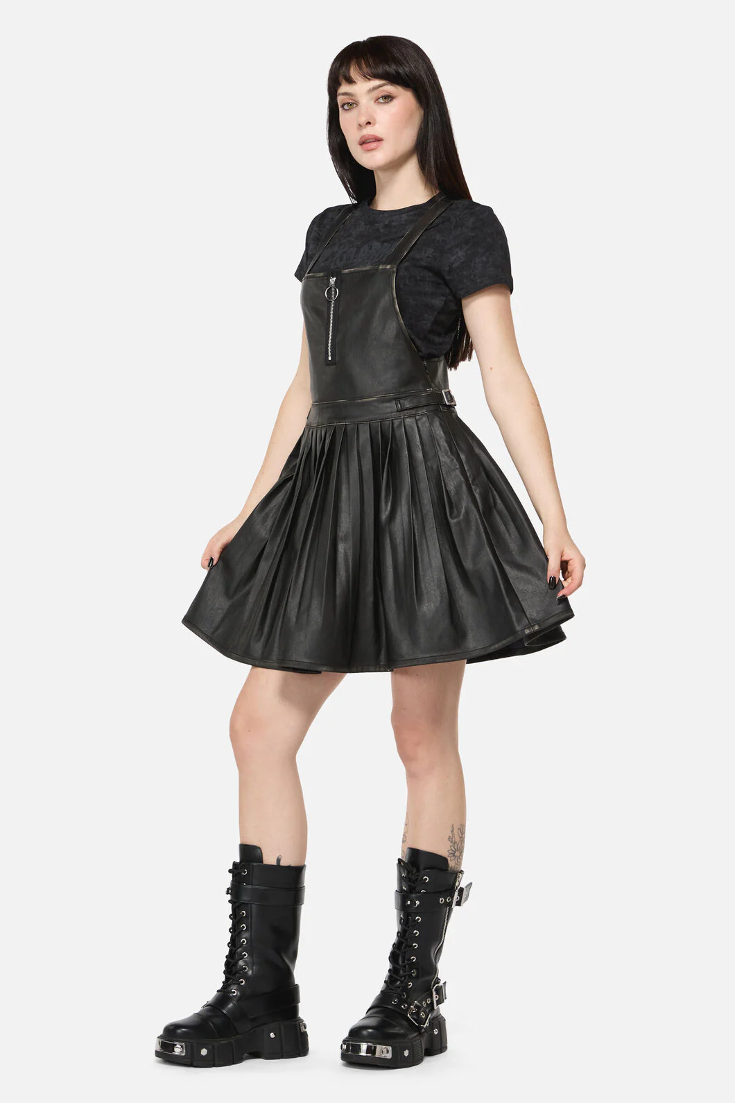 Eyes Closed PU Pinafore - Image 3