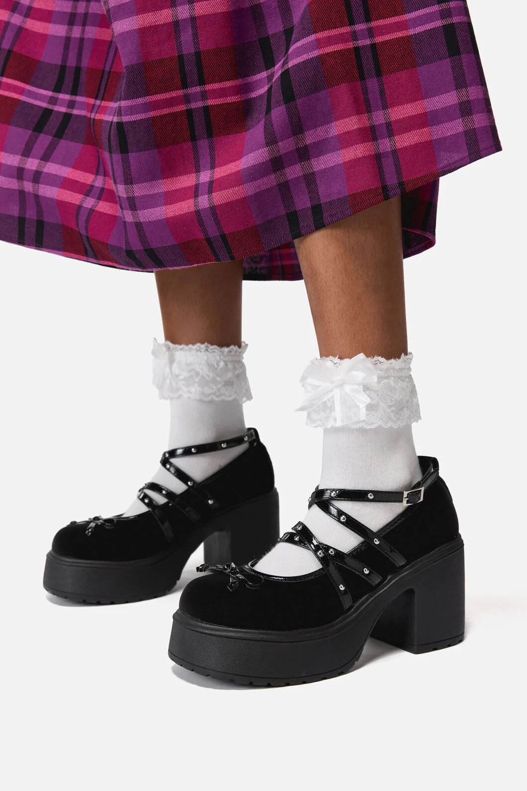 Faux Suede Criss Cross Mary Janes - Image 3