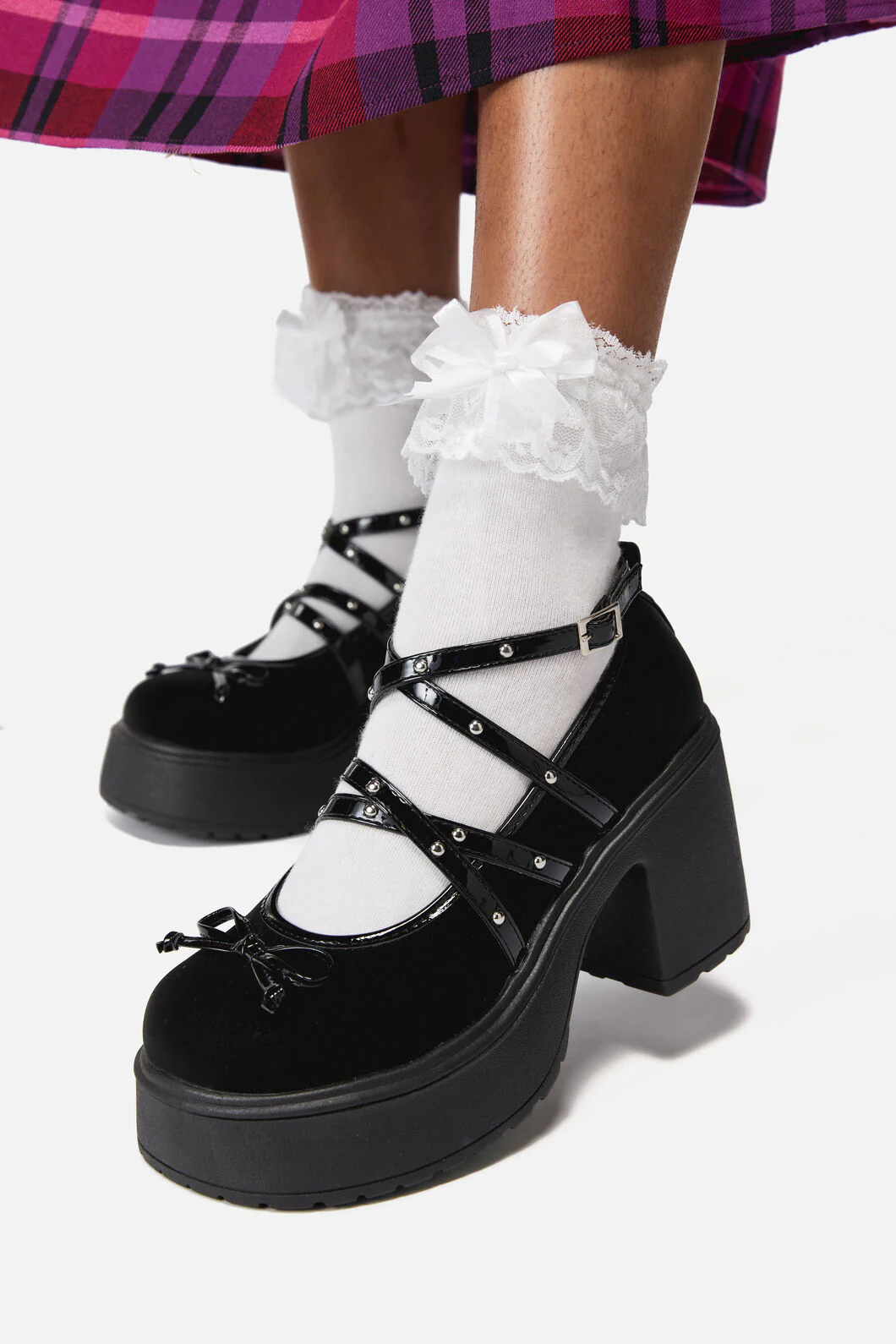 Faux Suede Criss Cross Mary Janes - Image 4