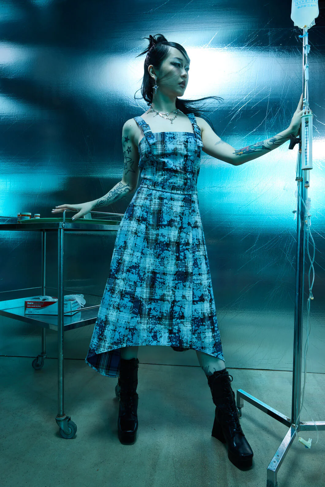 Fiendish Tartan Goth Maxi Dress - Image 4