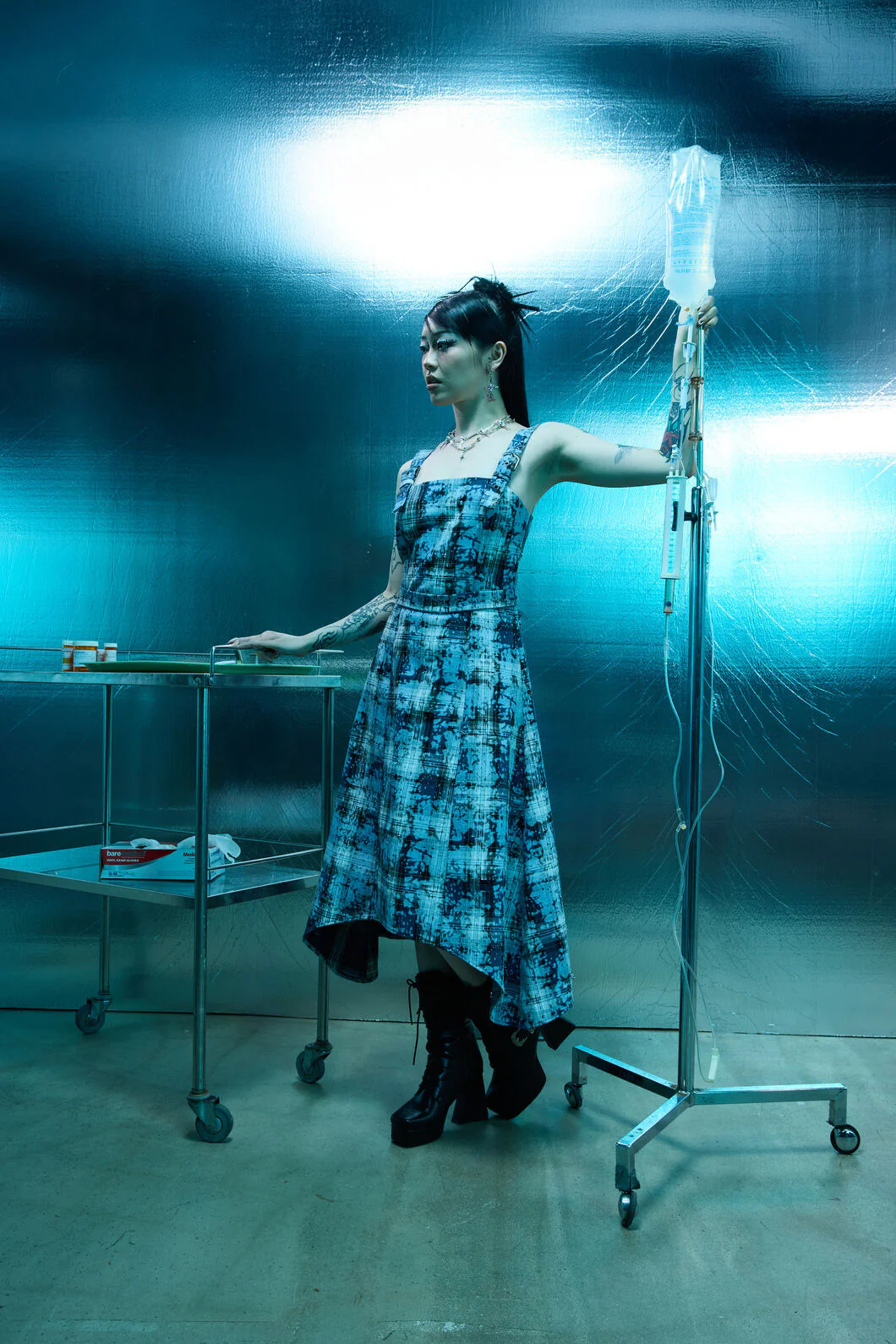 Fiendish Tartan Goth Maxi Dress - Image 8