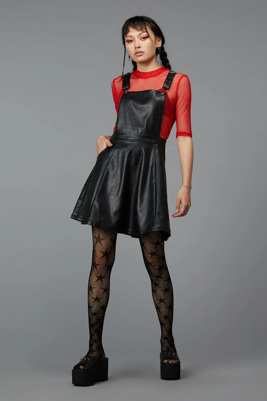 Flamin Embossed Pu Pinafore - Image 3