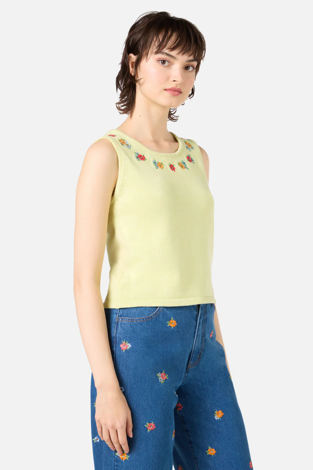 Floral Embroidered Knit Tank - Image 2