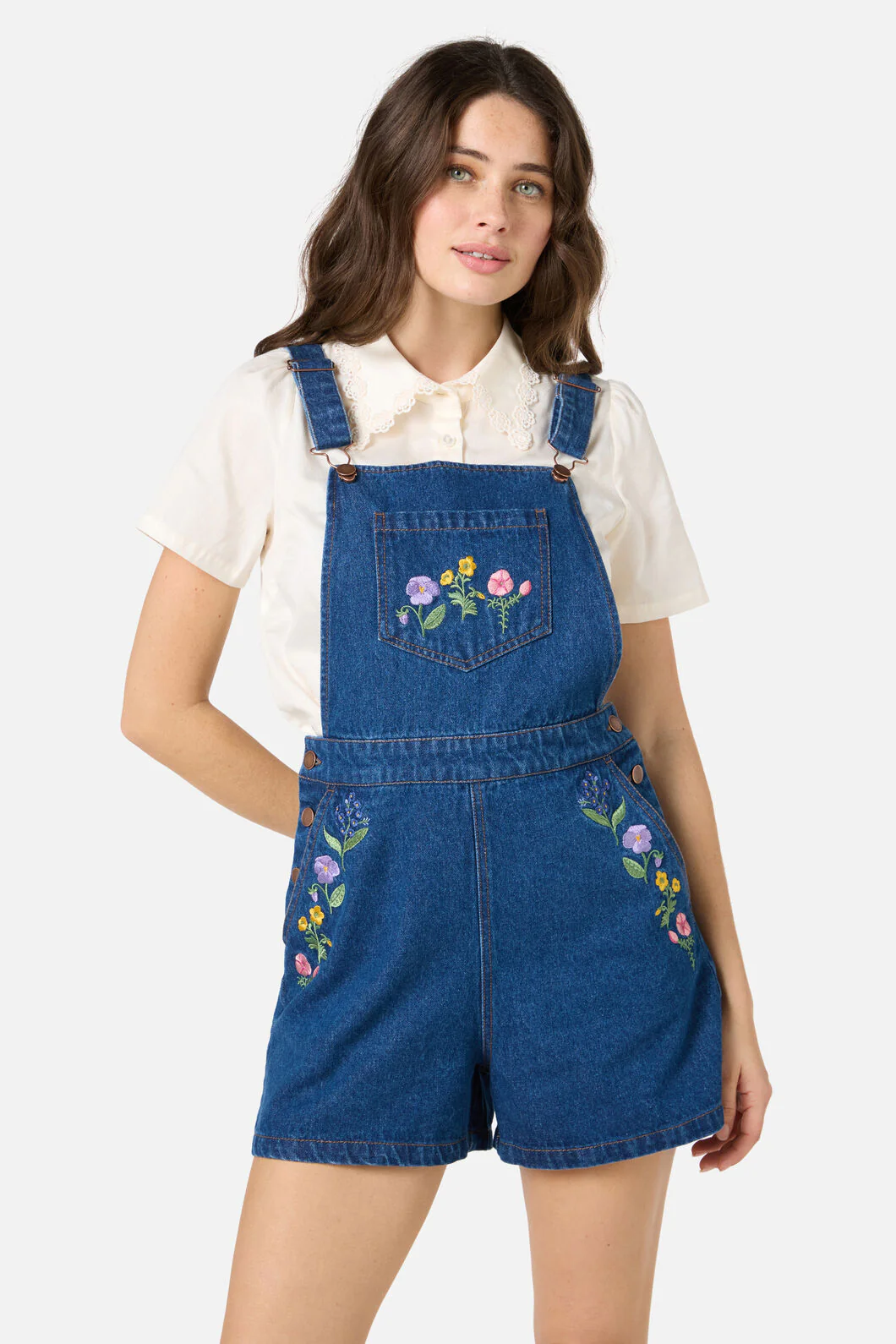 Flower Patch Emb Short Overall - Image 2