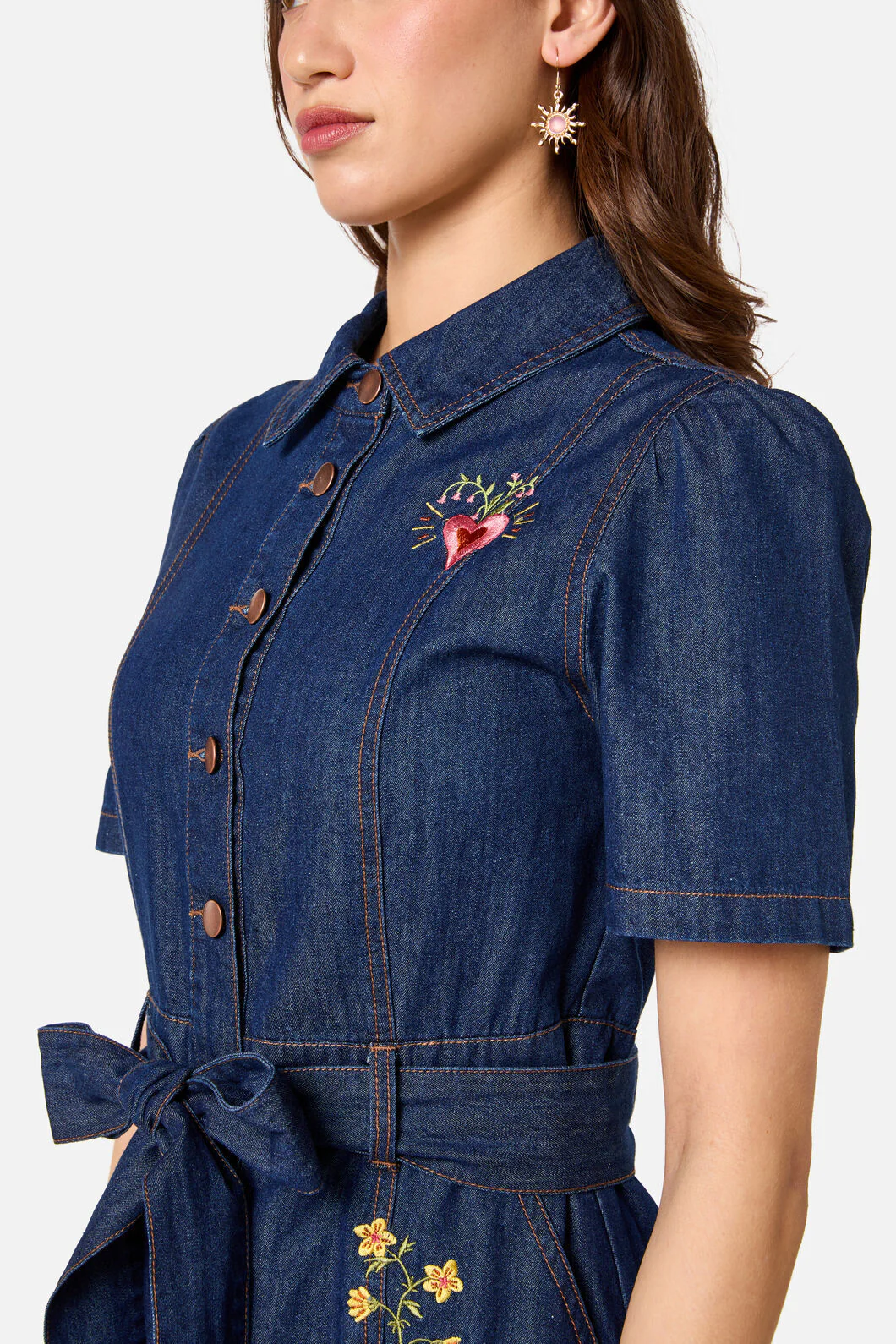 Folk Art Denim Dress - Image 5