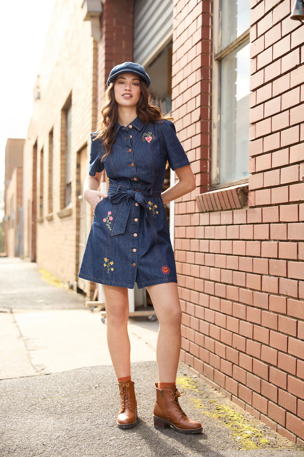 Folk Art Denim Dress - Image 7
