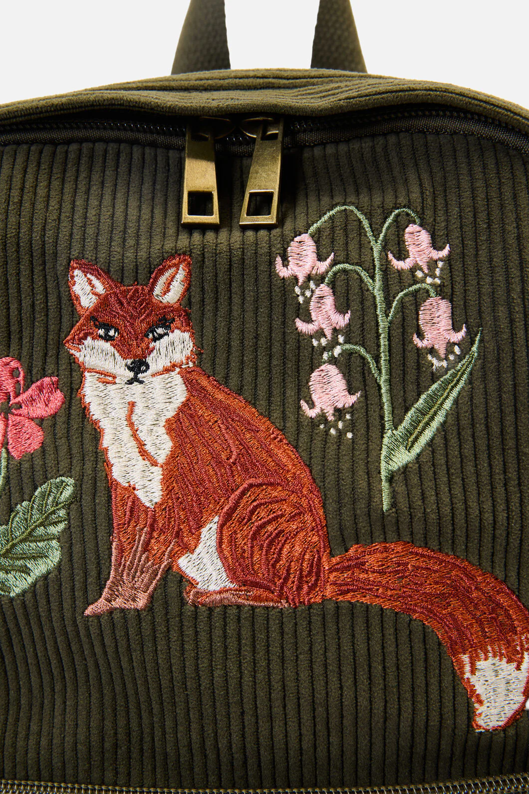 Fox Embroidered Cord Backpack - Image 2