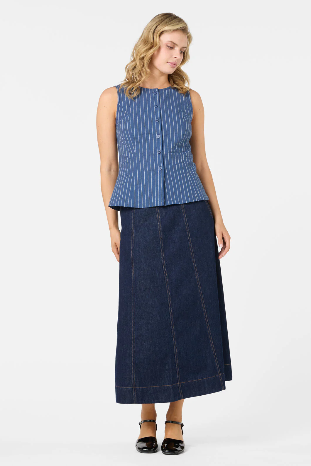 Frankie Pinstripe Vest Top - Image 2