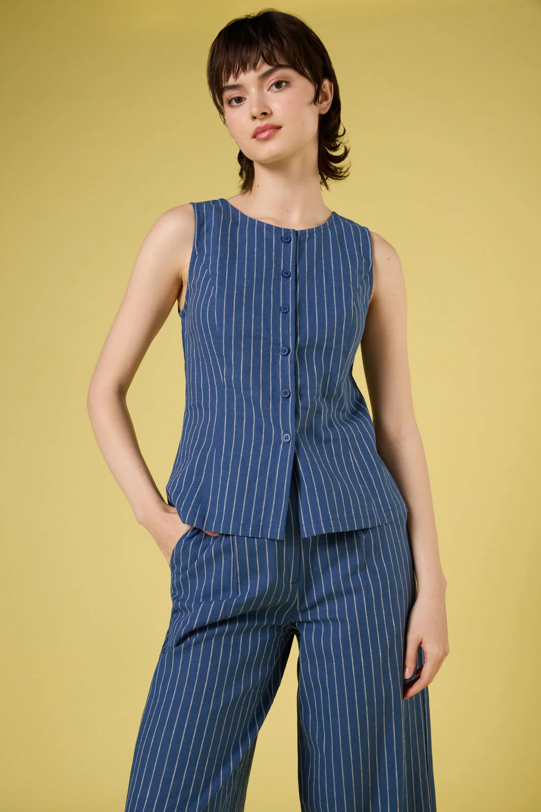 Frankie Pinstripe Vest Top - Image 3