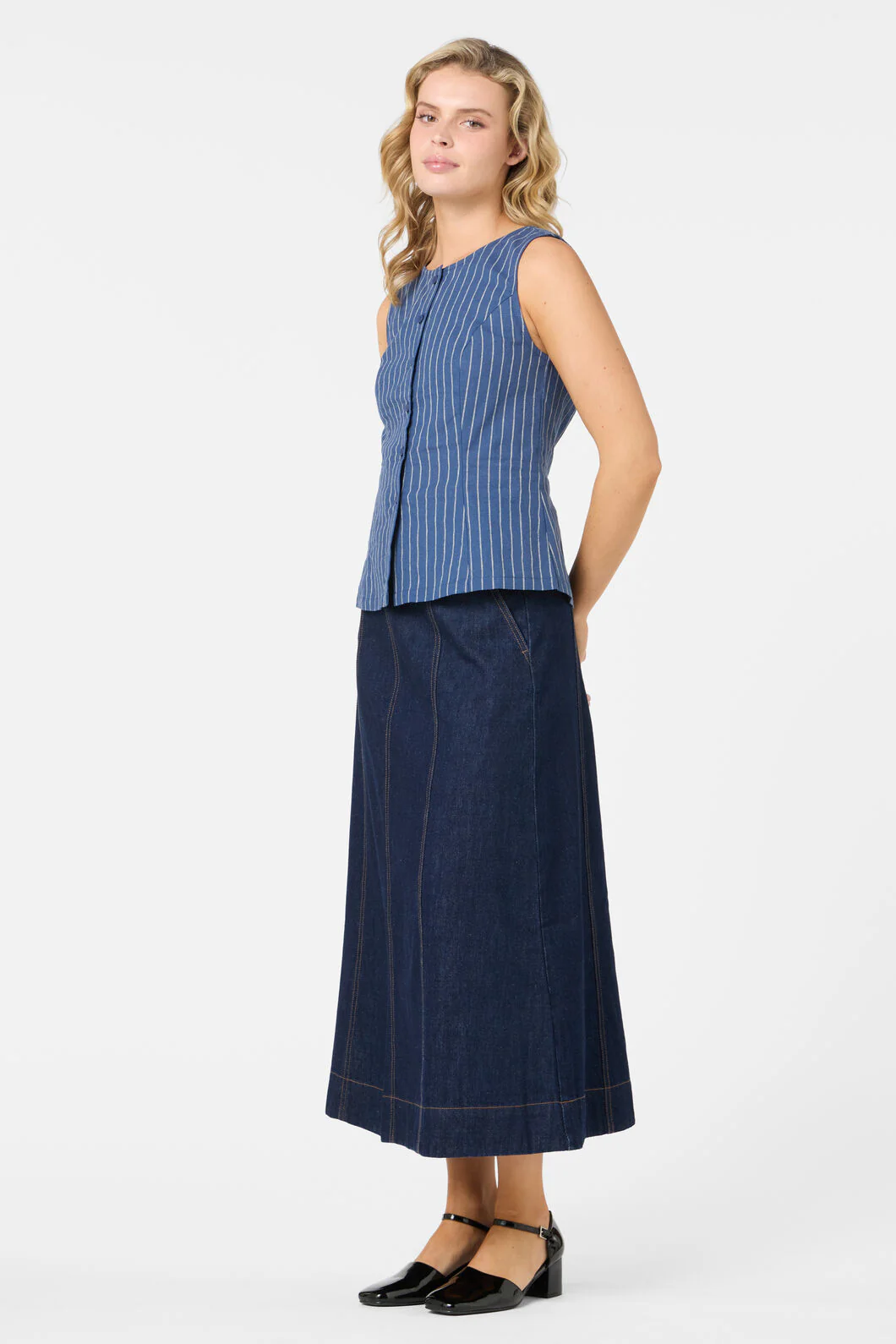 Frankie Pinstripe Vest Top - Image 5