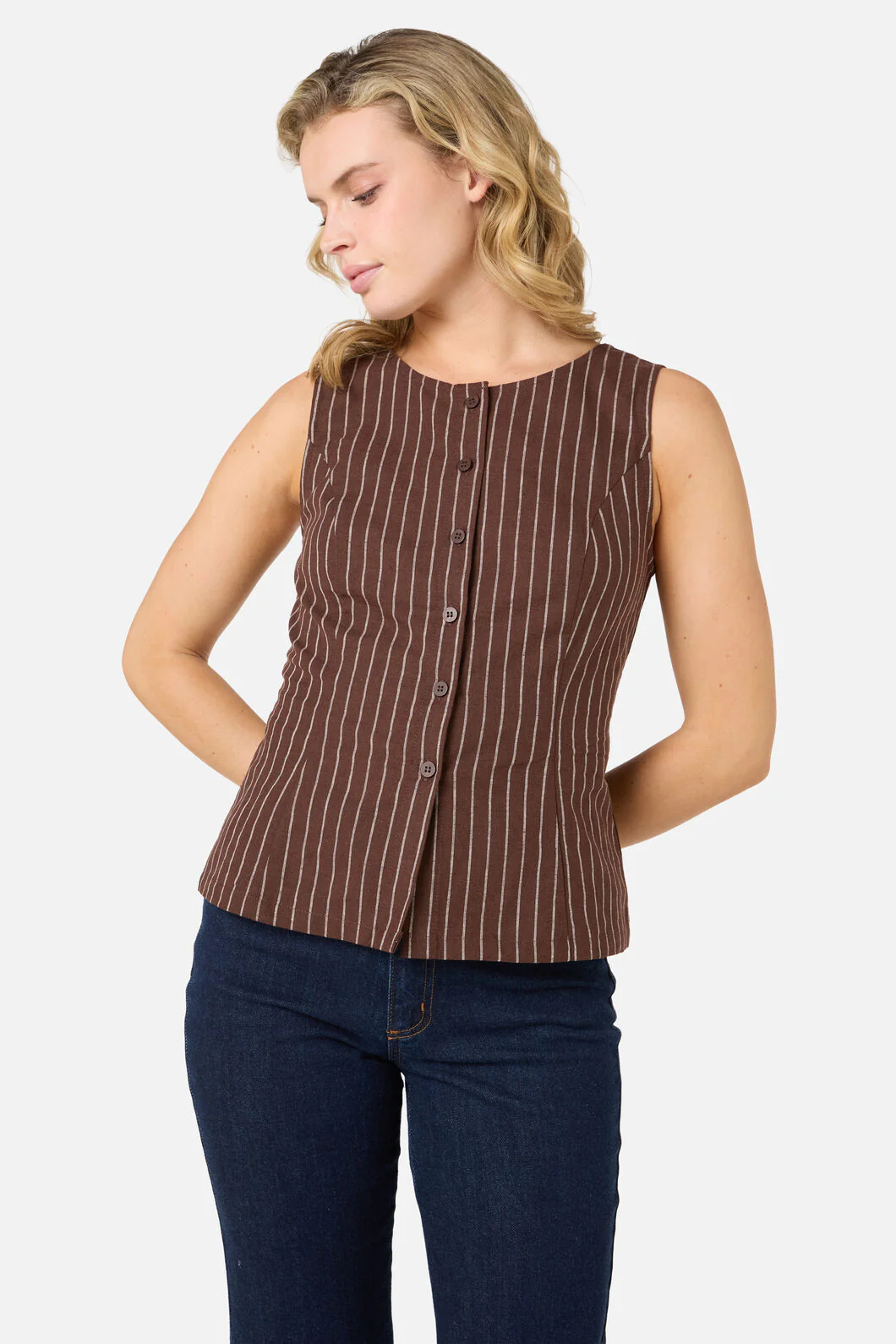Frankie Pinstripe Vest Top - Image 9