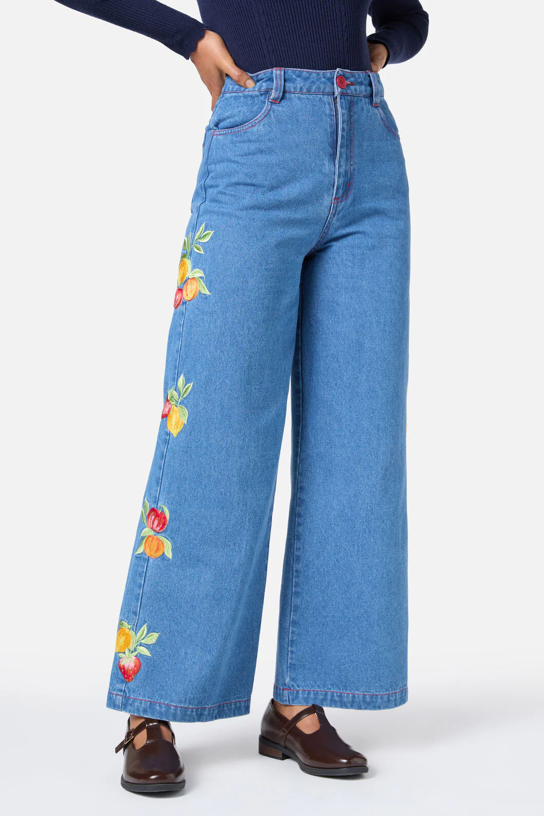 Fruit Embroidered Denim Jean - Image 2