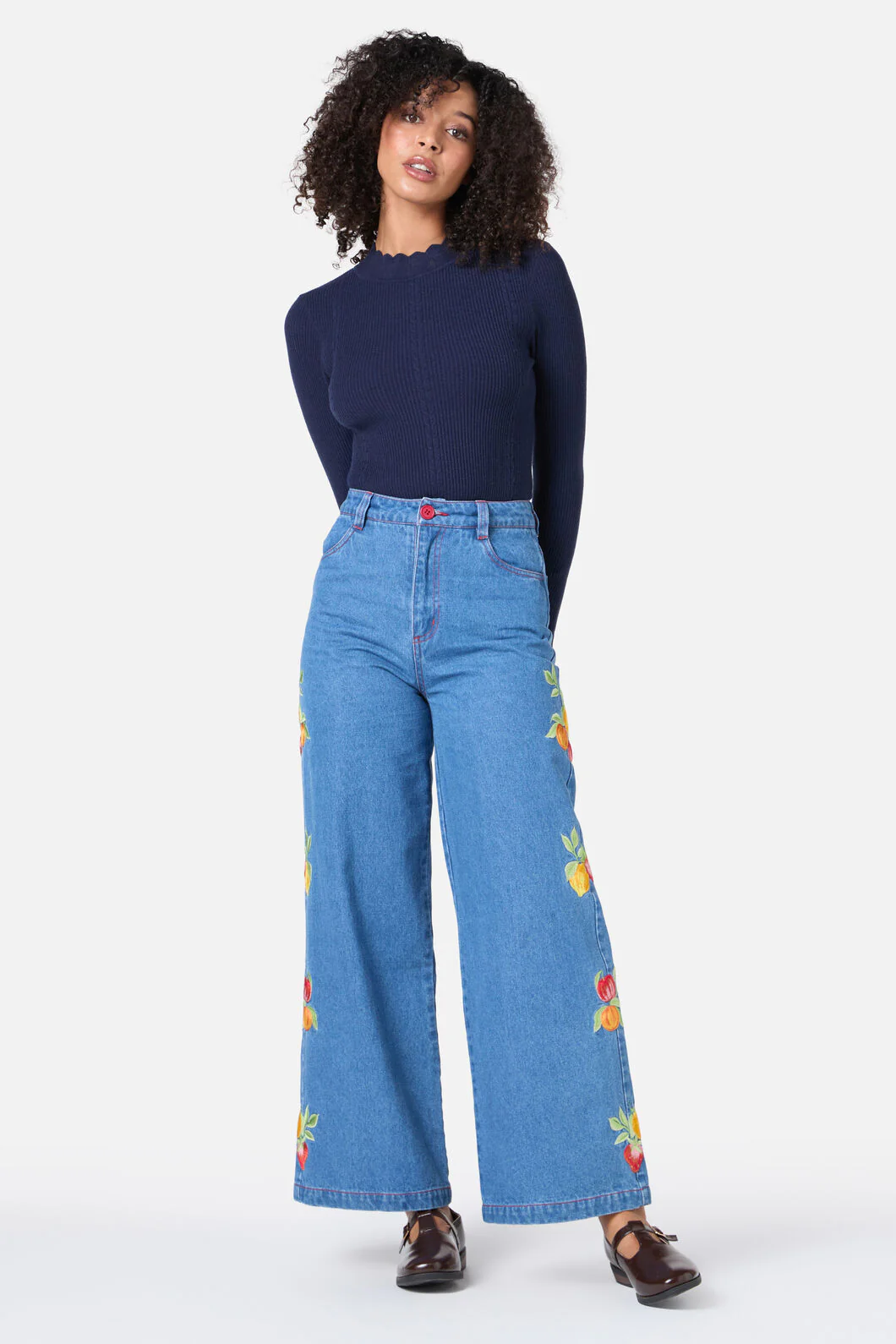 Fruit Embroidered Denim Jean - Image 3