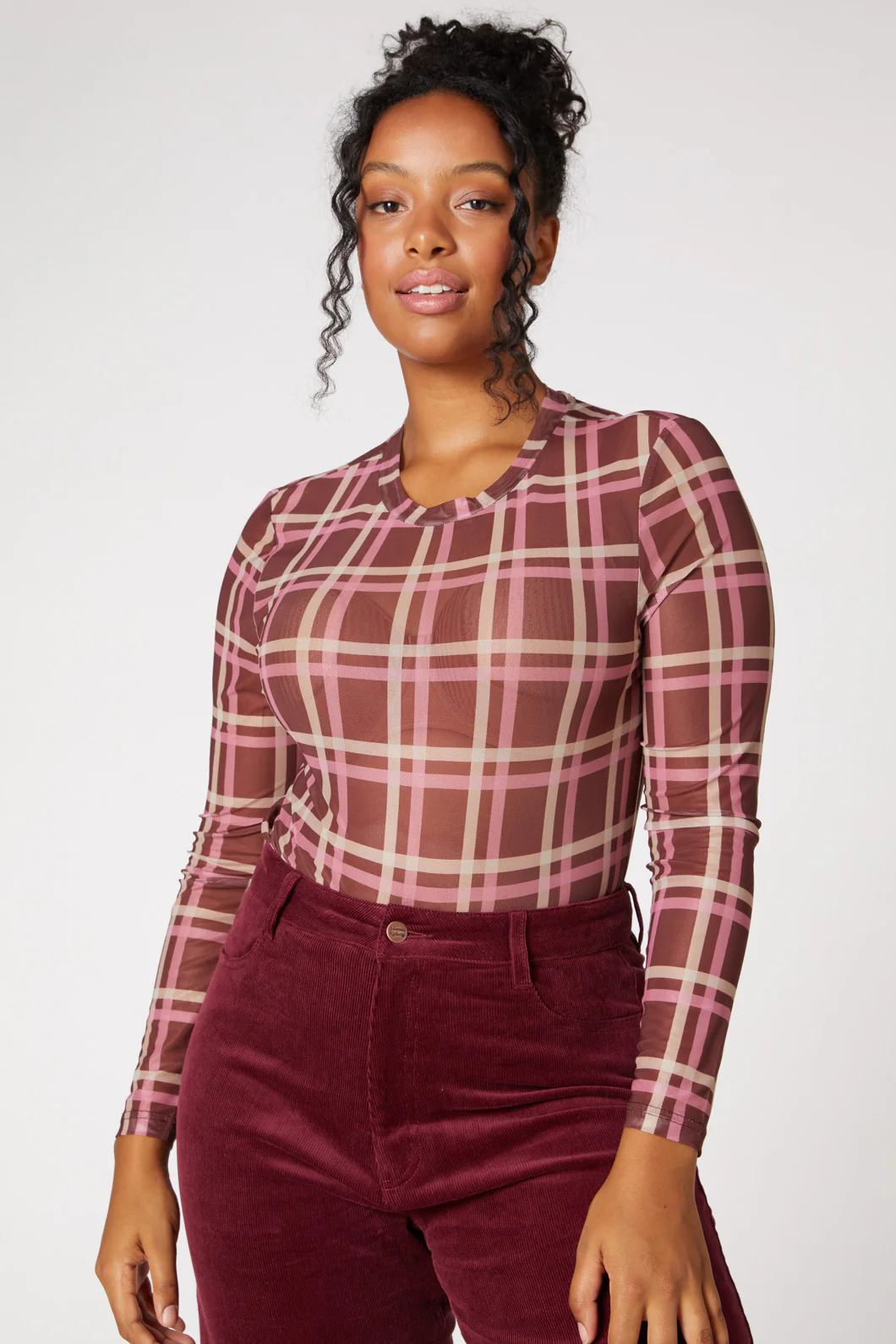 Gina Check Mesh Top - Image 2