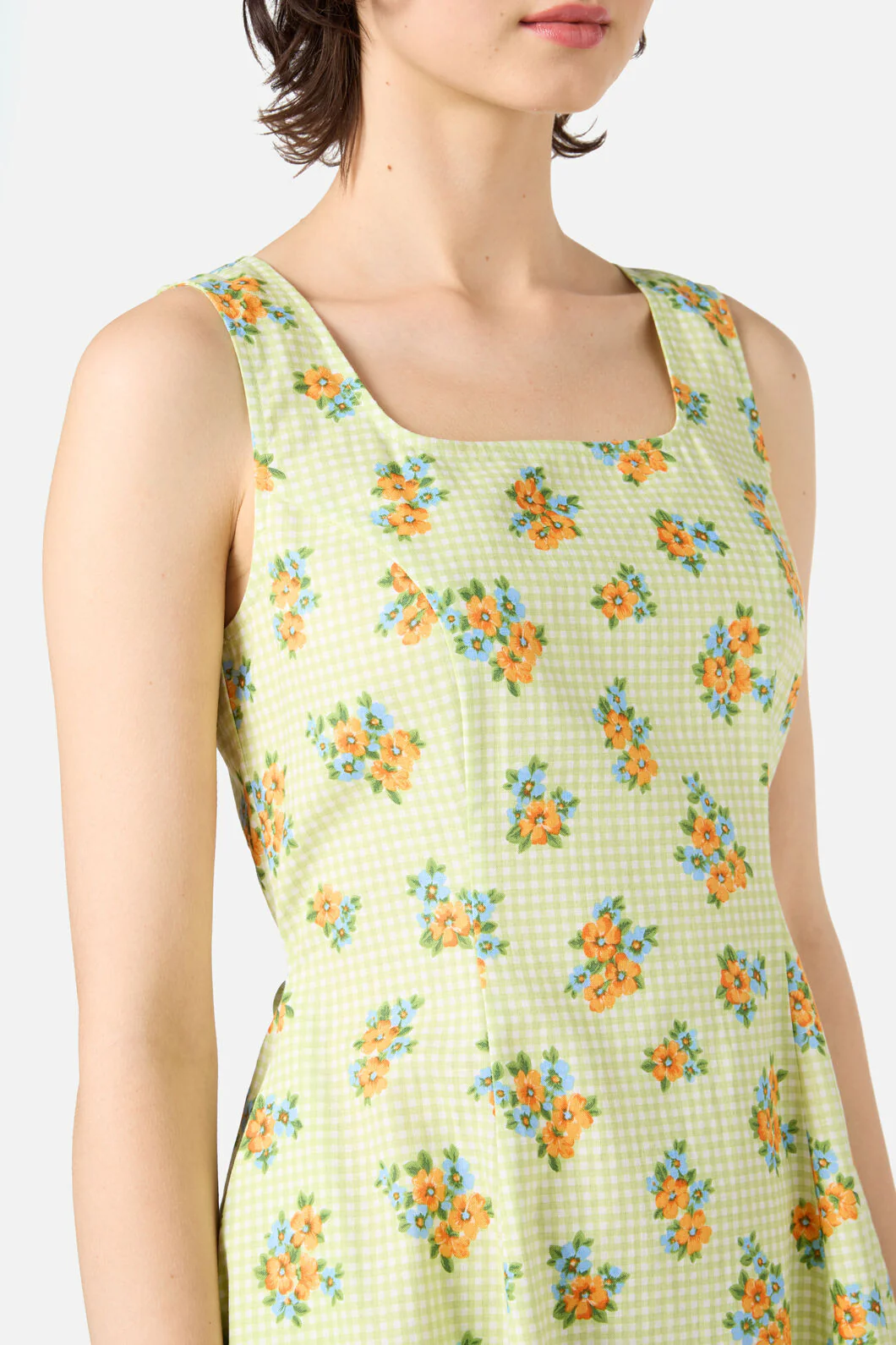 Gingham Floral Shift Dress - Image 8