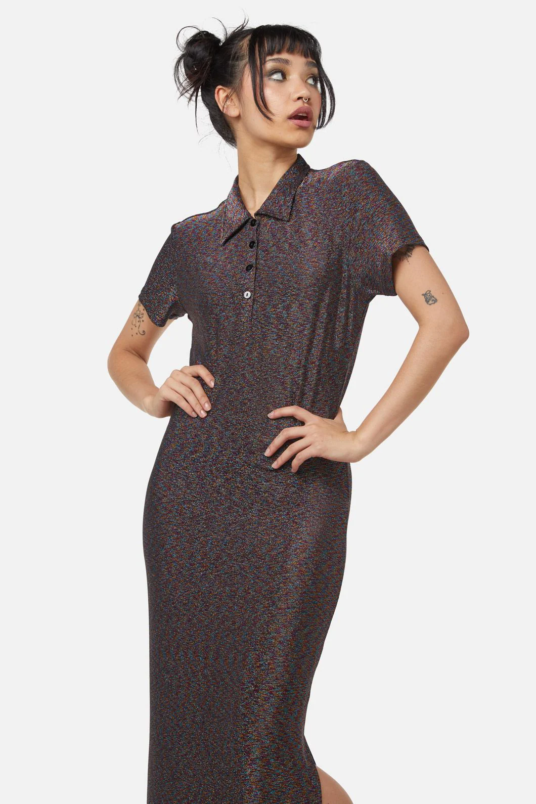 Glitter Mesh Midi Dress - Image 2