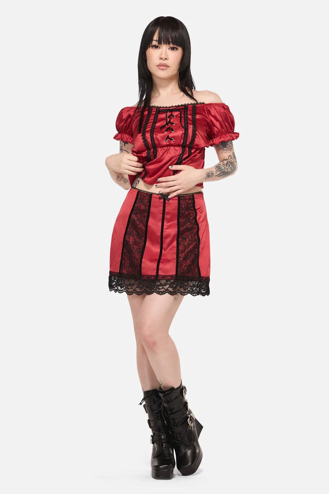 Goodie Goth Lace Trim Skort