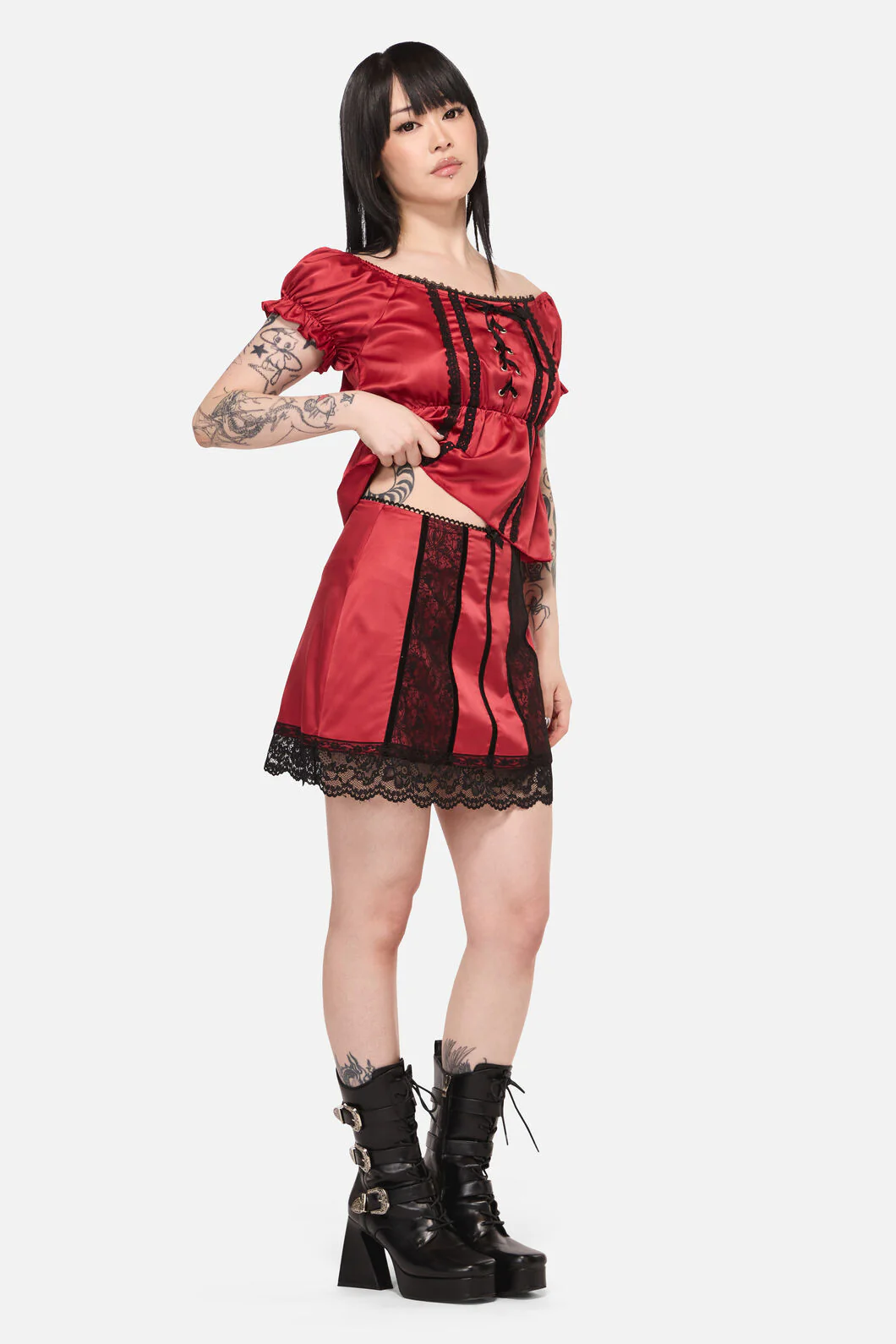 Goodie Goth Lace Trim Skort - Image 4