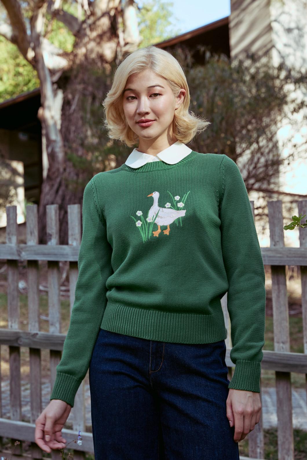 Goose Embroidered Knit Jumper - Image 6