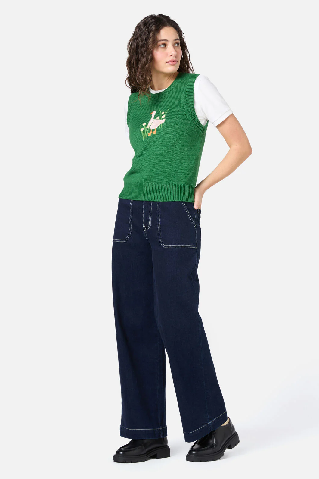 Goose Embroidered Knit Vest - Image 3