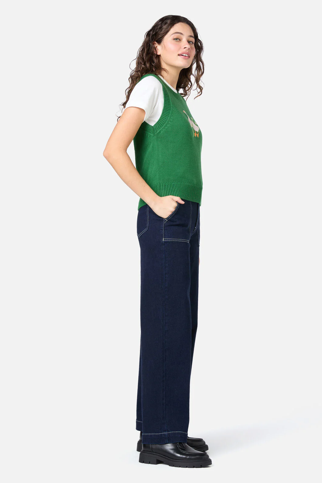 Goose Embroidered Knit Vest - Image 4