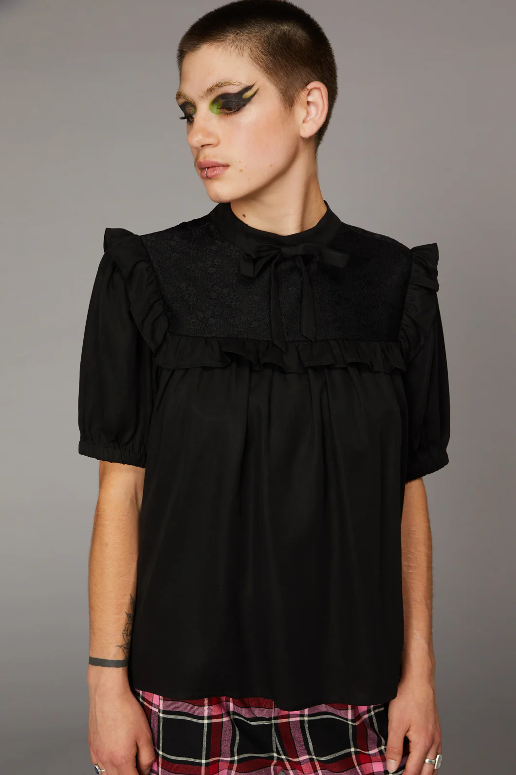 Goth Lace Yoke Blouse