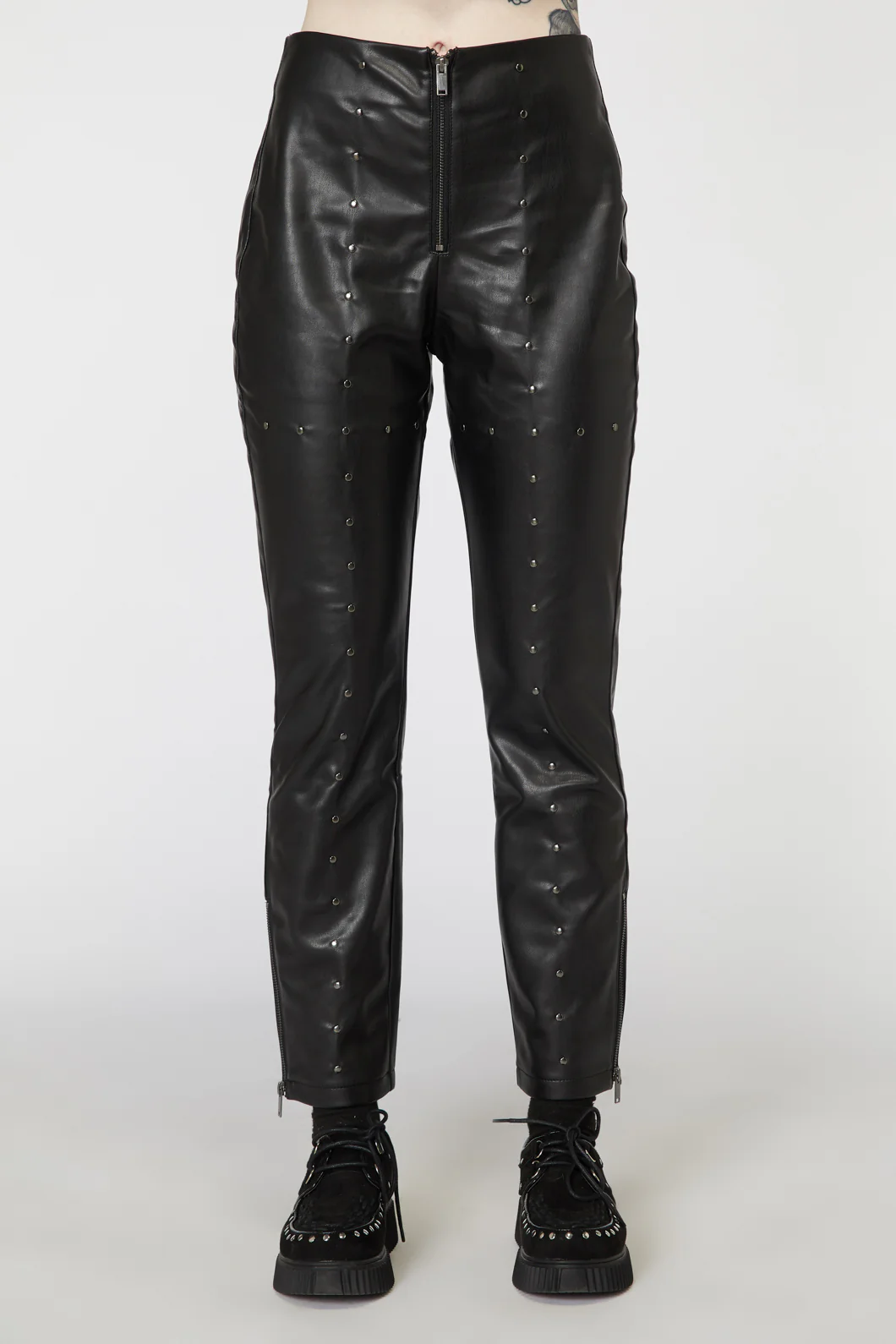 Goth Studded PU Leggings - Image 6