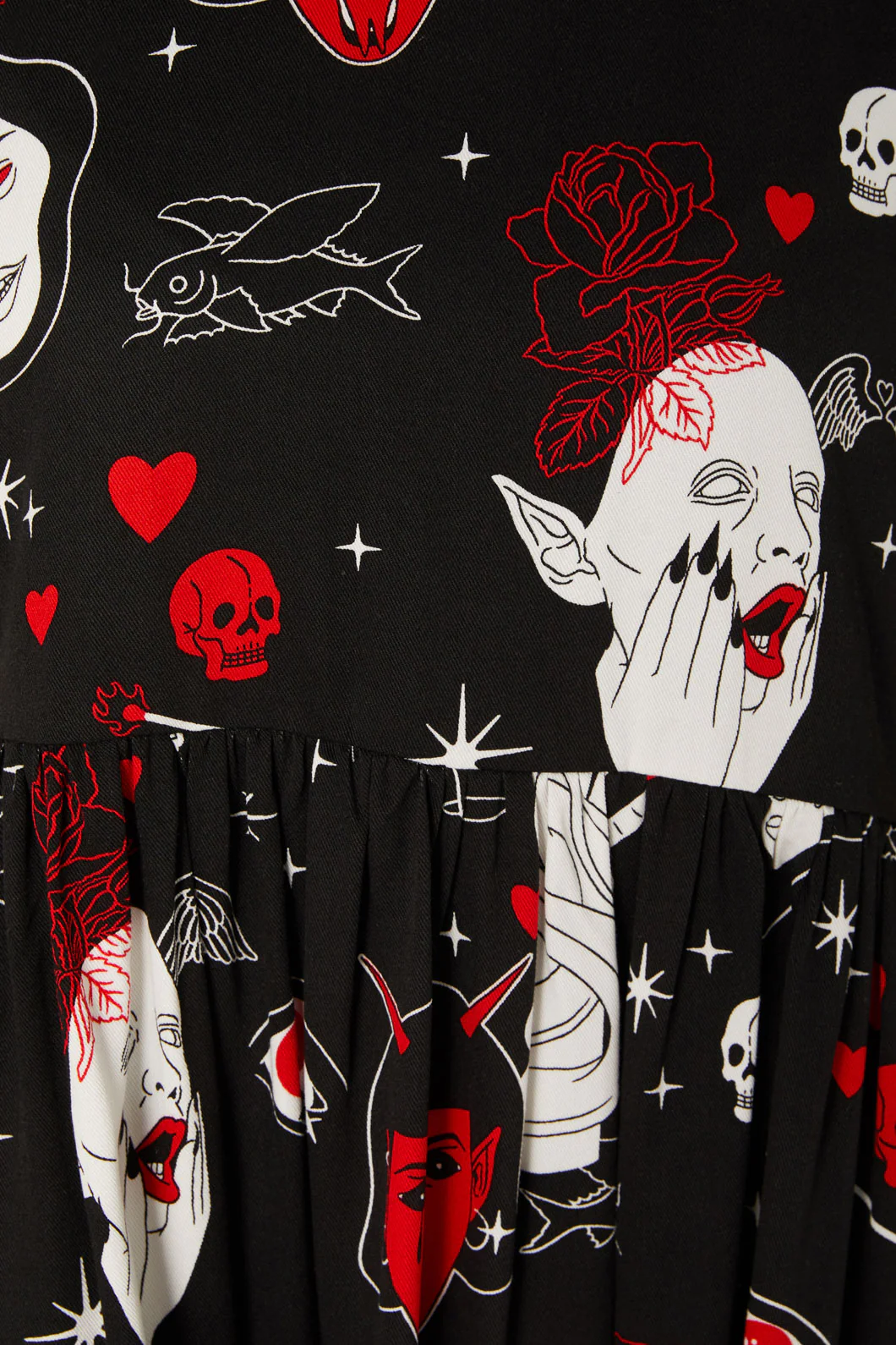 Gothic Print Baby Doll Dress - Image 5