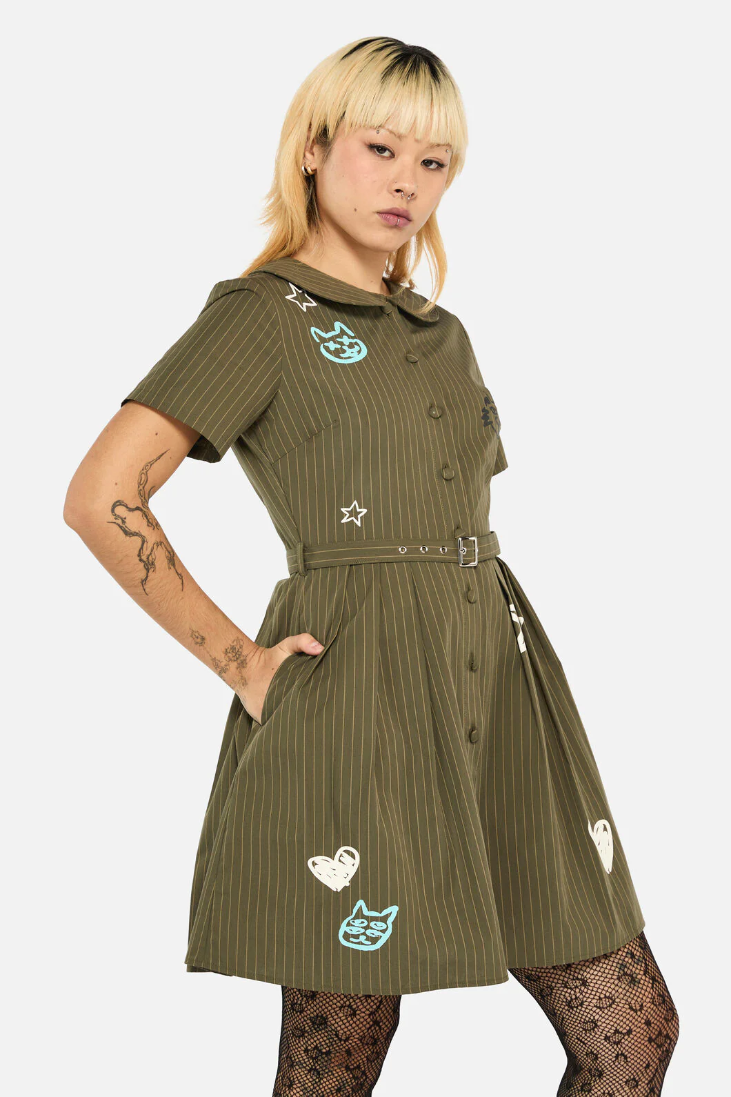 Graff Pinstripe Pleated Dress - Image 2