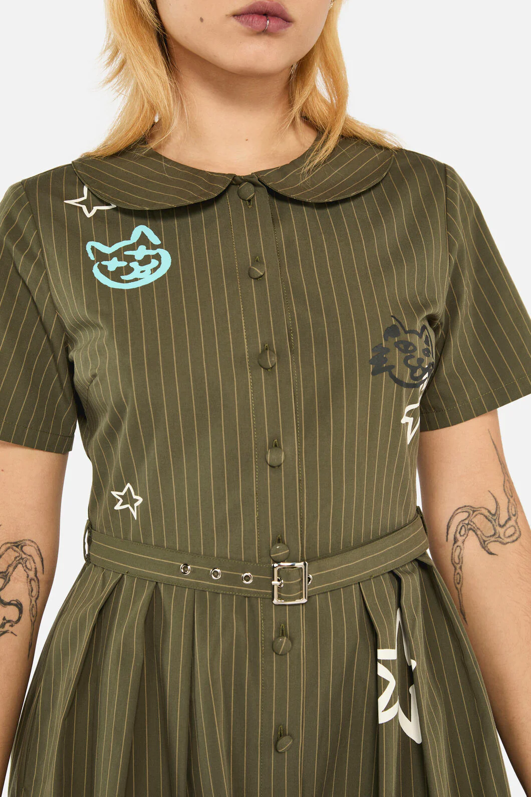 Graff Pinstripe Pleated Dress - Image 4