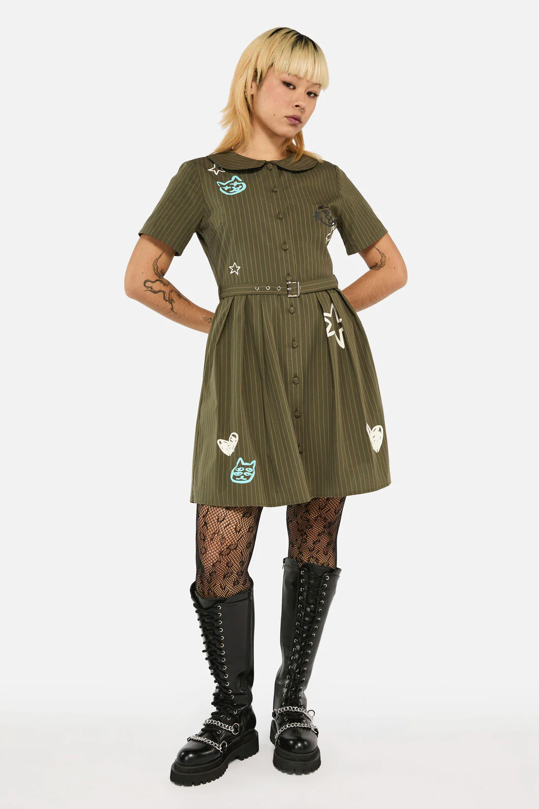 Graff Pinstripe Pleated Dress - Image 6