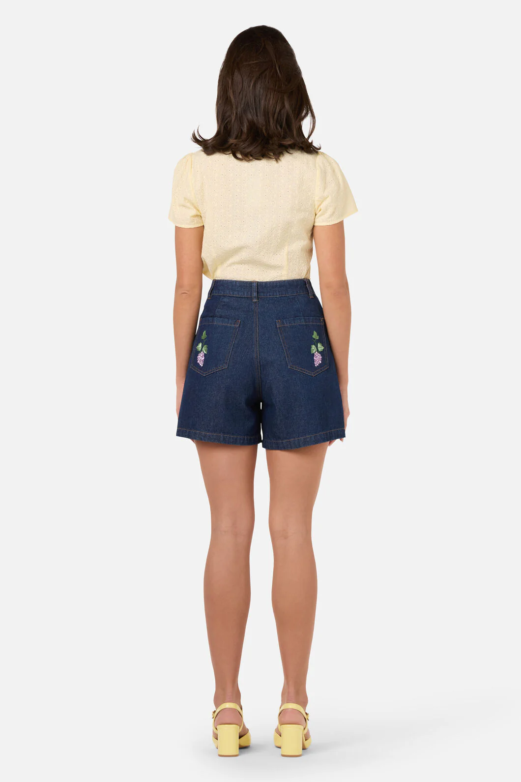 Grapes Embroidered Denim Short - Image 4