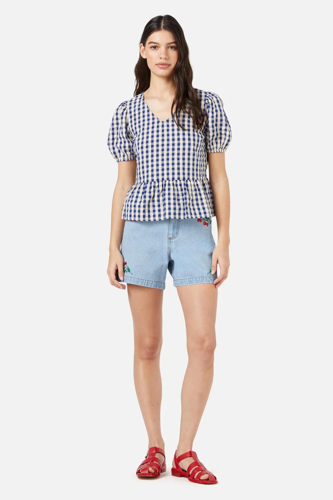 Greta Check Ruffle Top - Image 2