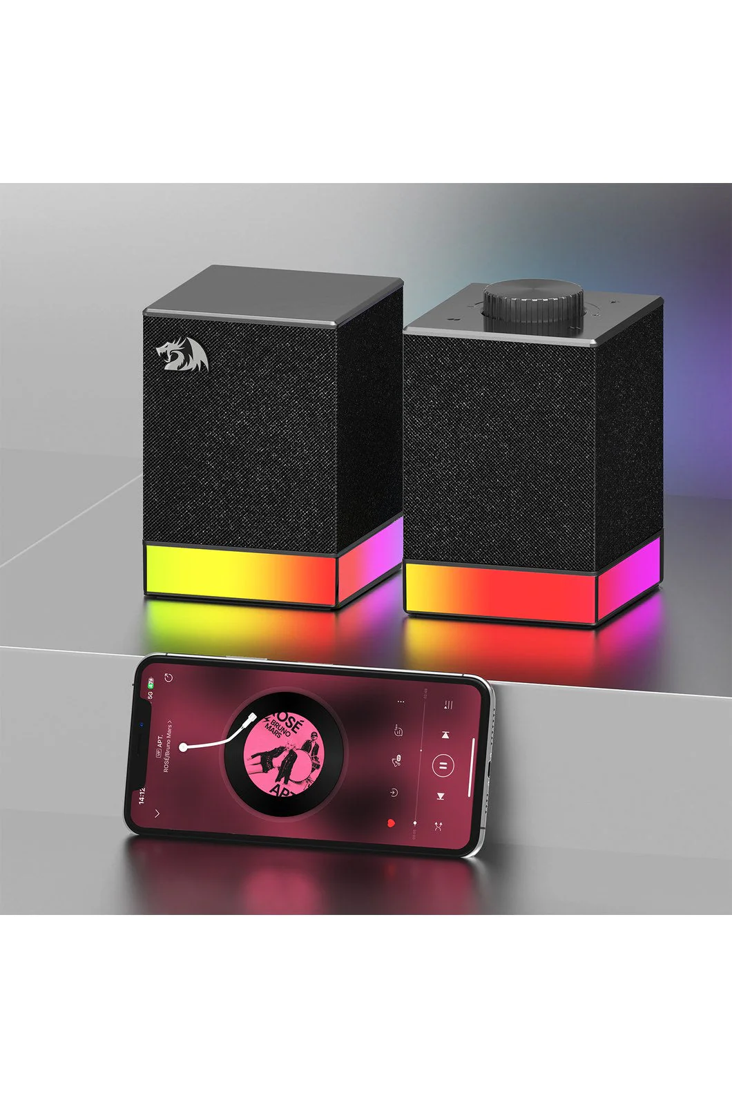 Redragon GS517 Glyph Black Compact RGB Touch Control Desk Speaker - Image 9