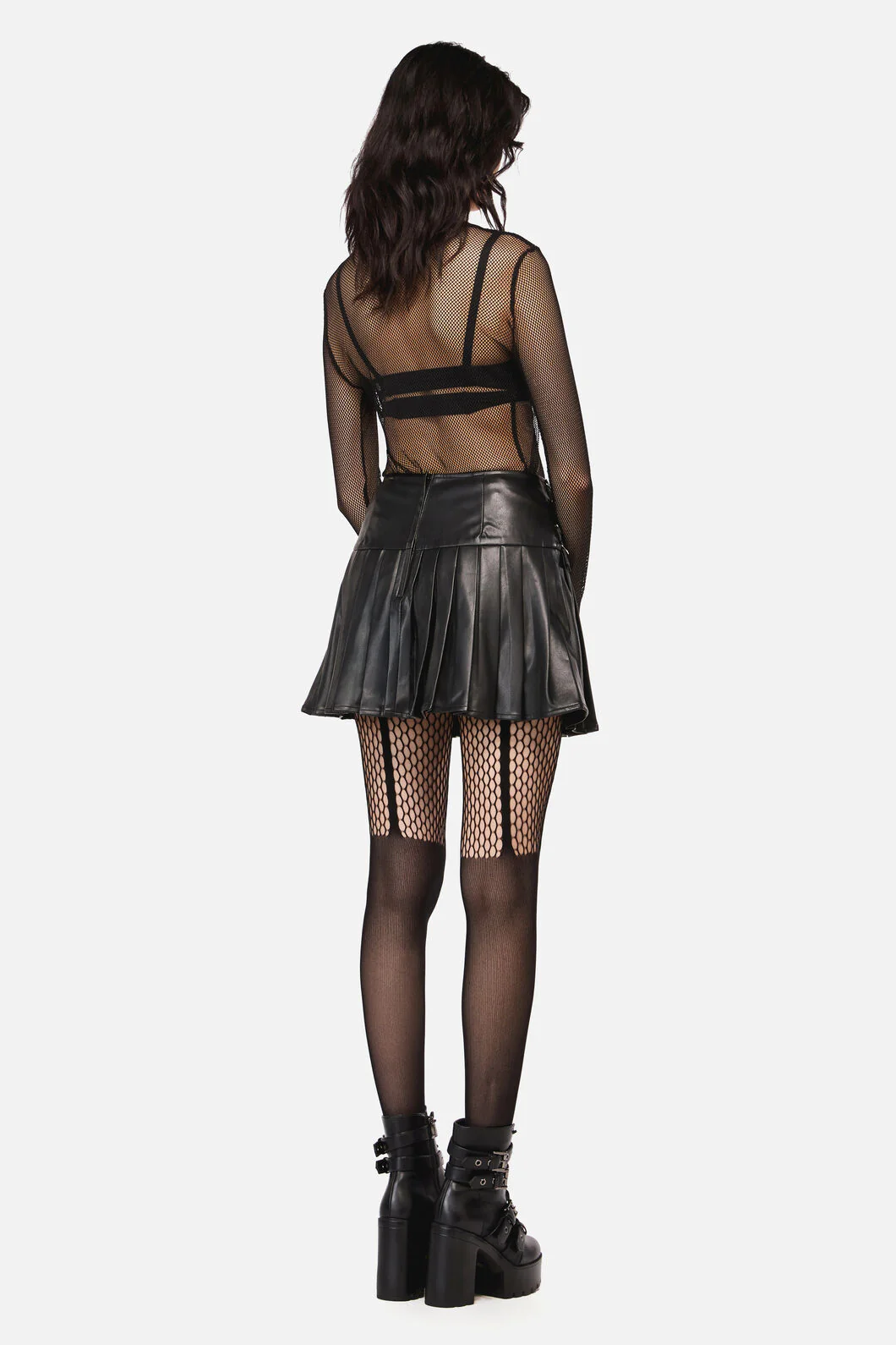 Hallows Pleated D-Ring PU Skirt - Image 4