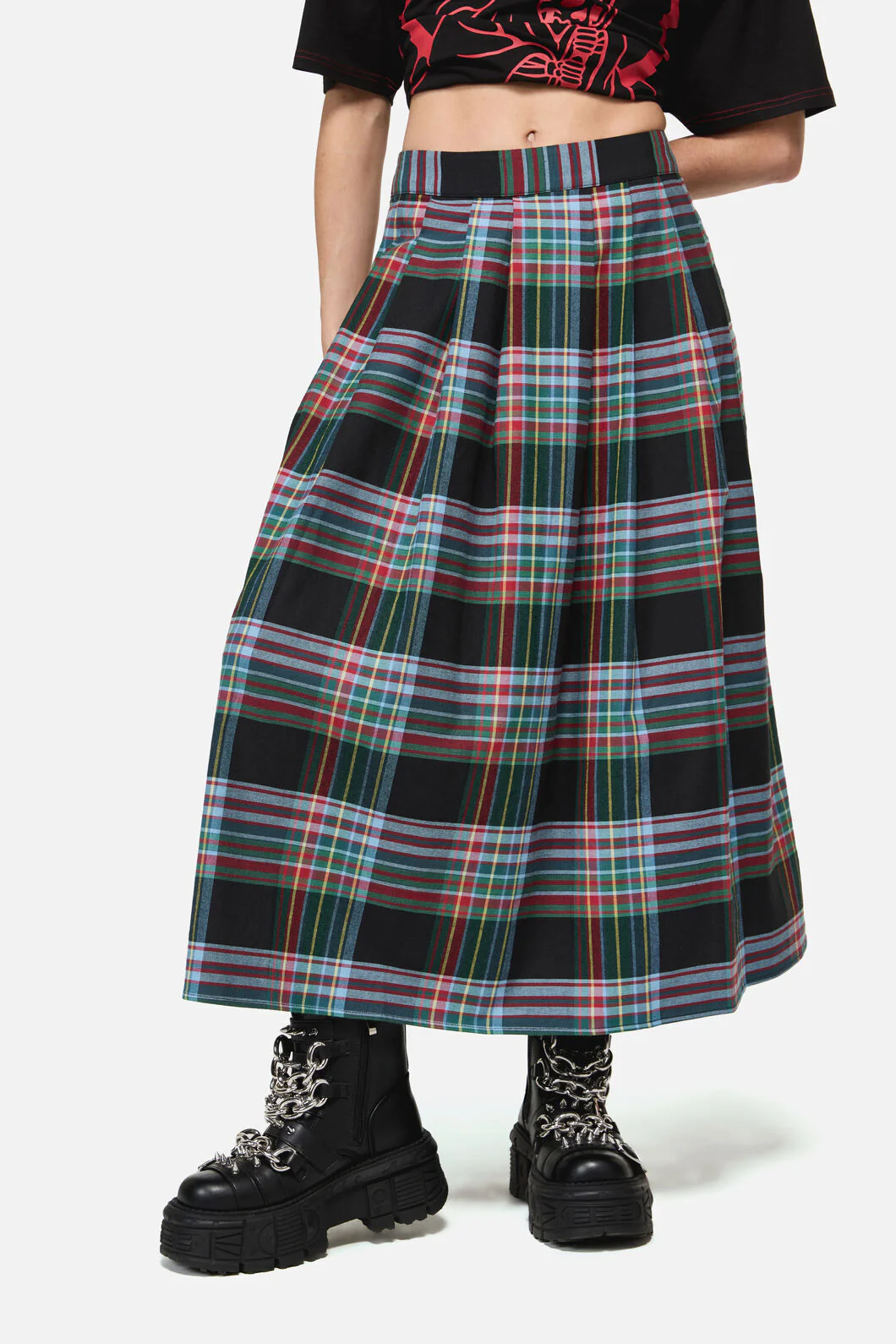 Hermit Goth Tartan Midi Skirt - Image 2
