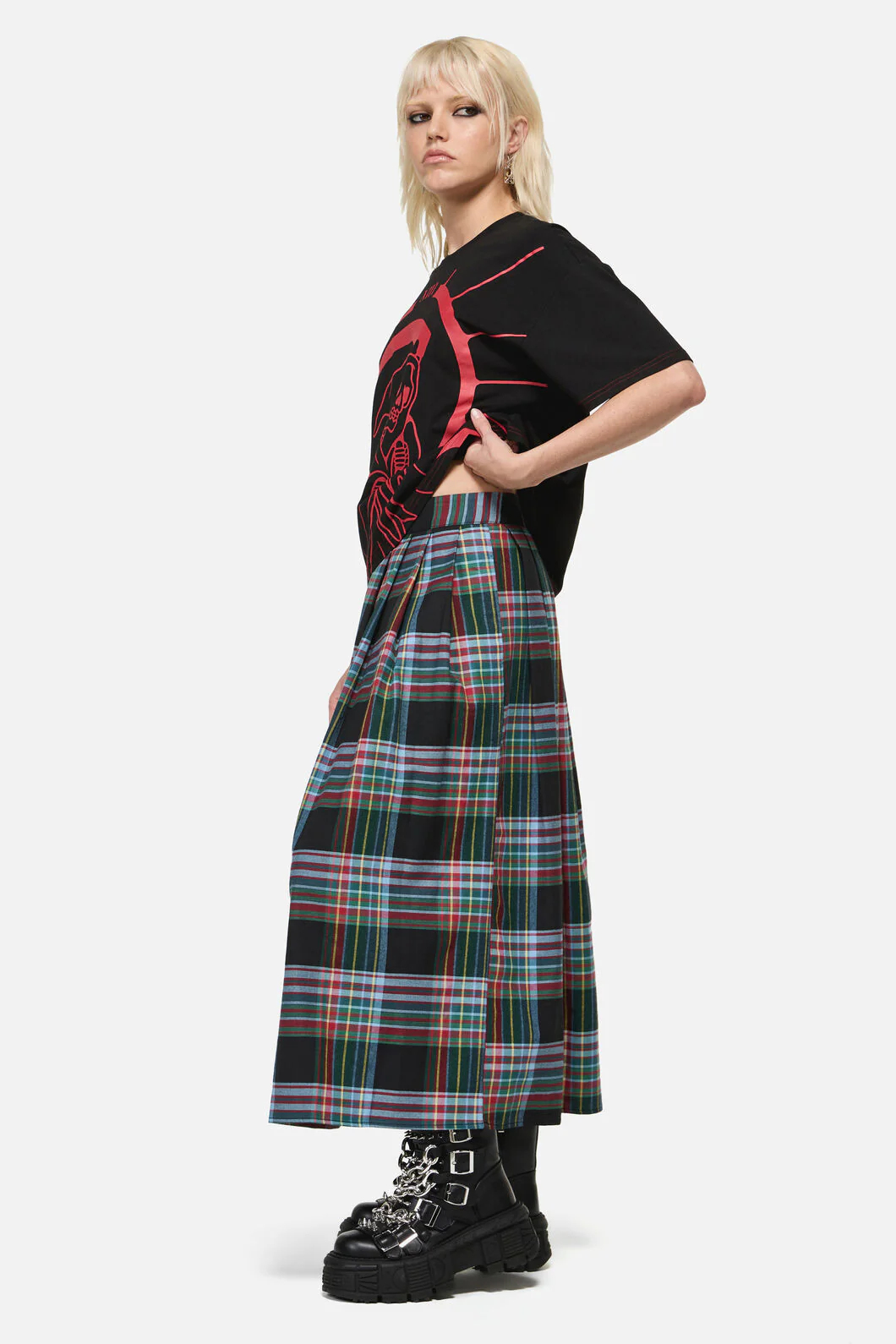 Hermit Goth Tartan Midi Skirt - Image 3