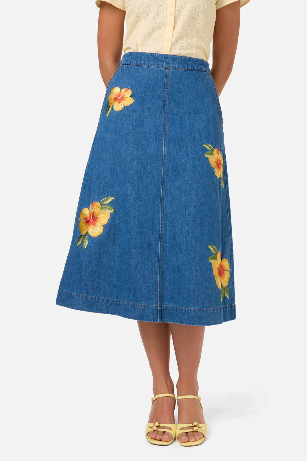 Hibiscus Emb Denim Skirt - Image 2