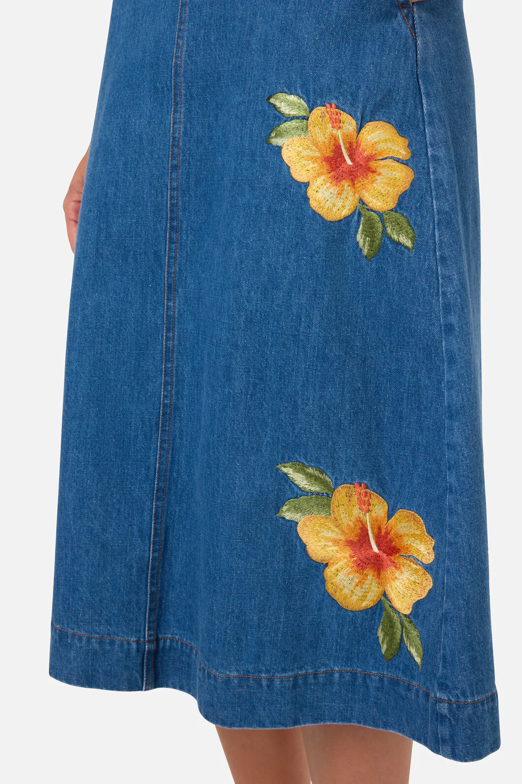 Hibiscus Emb Denim Skirt - Image 5