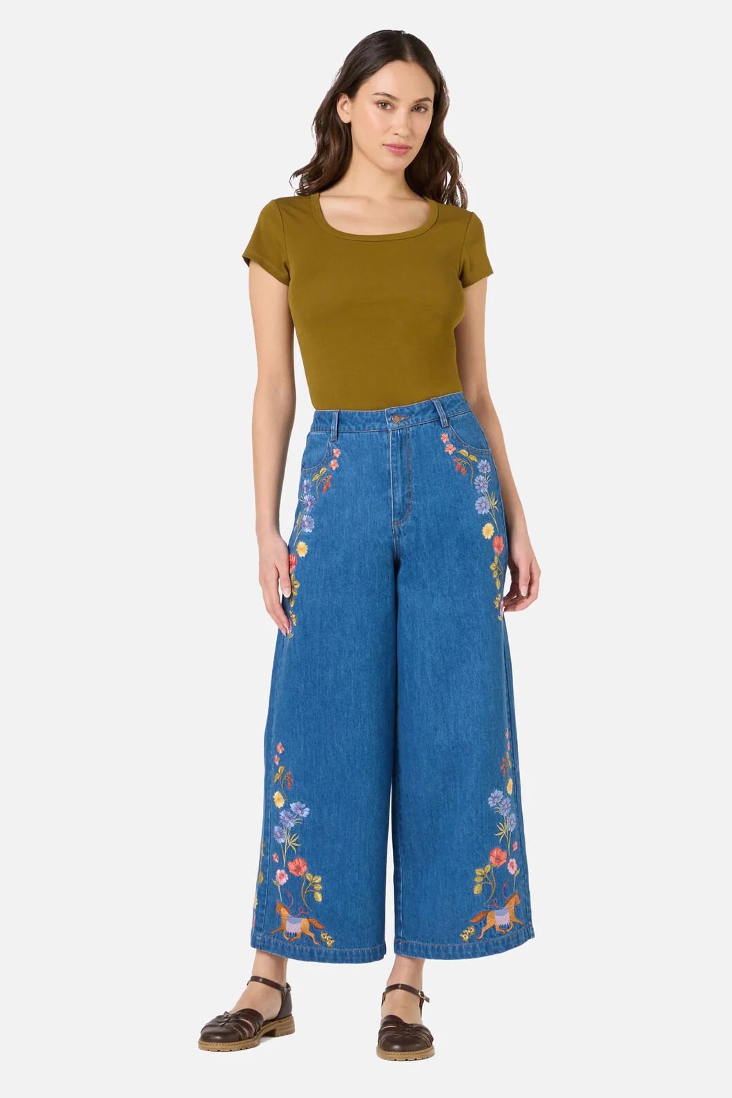 Horse & Flower Emb Jean
