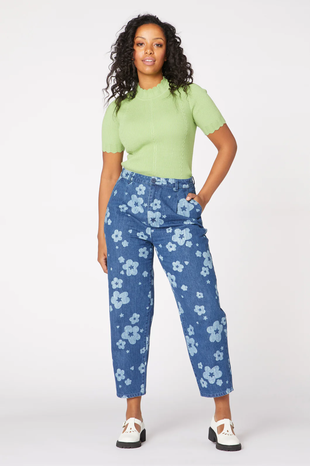 Indigo Starry Flwr Taperd Jean - Image 2