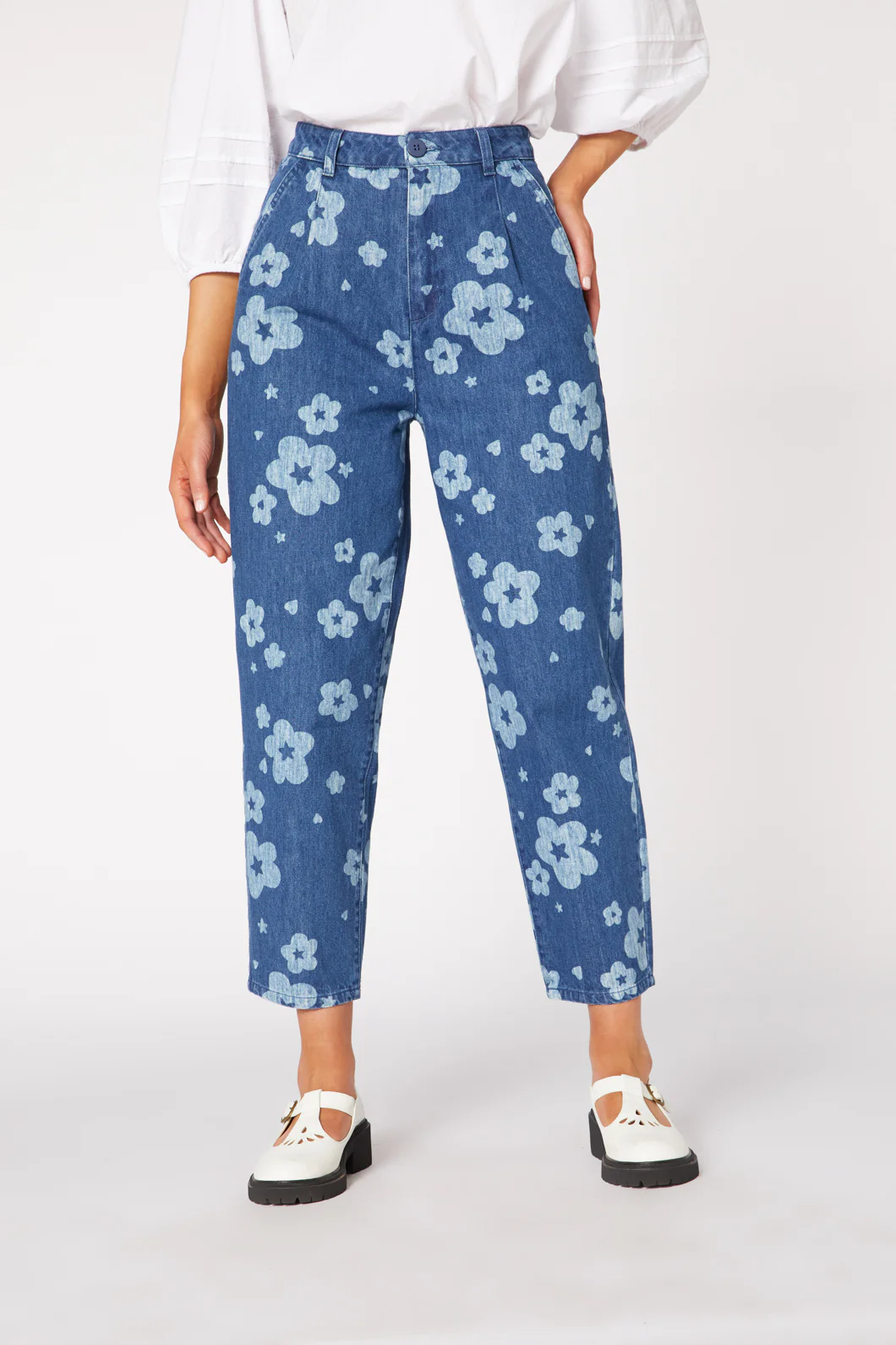 Indigo Starry Flwr Taperd Jean - Image 3