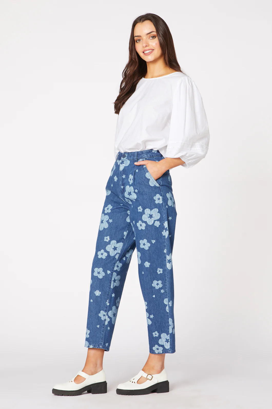 Indigo Starry Flwr Taperd Jean - Image 5