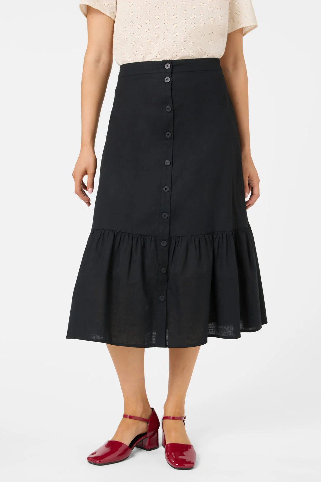 Jolie Button Front Midi Skirt - Image 2